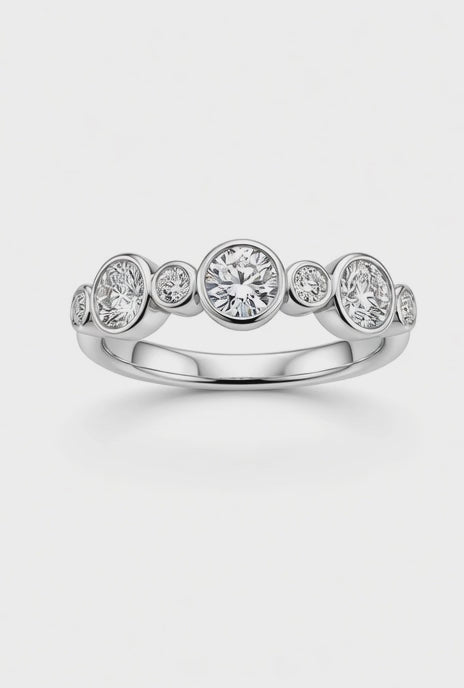 14K White Gold Bezel-Set Lab Diamond Wedding Band — 0.64 CT