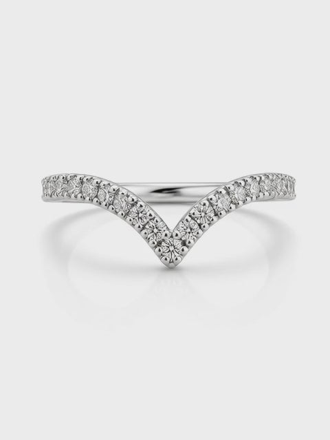 14K White Gold V-Shaped Lab Diamond Wedding Band — 0.29 CT
