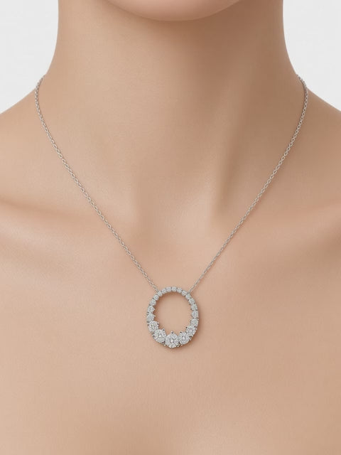 1.47CT Round Brilliant Lab Diamond Circle Pendant Necklace in 14K White Gold