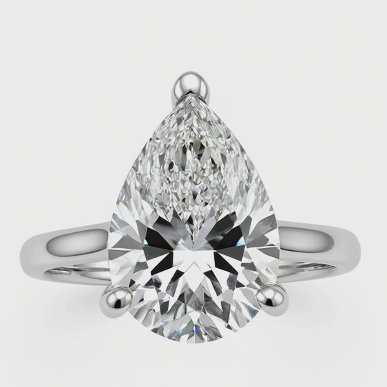 2.77CT Pear-Shaped Lab Diamond Solitaire Engagement Ring