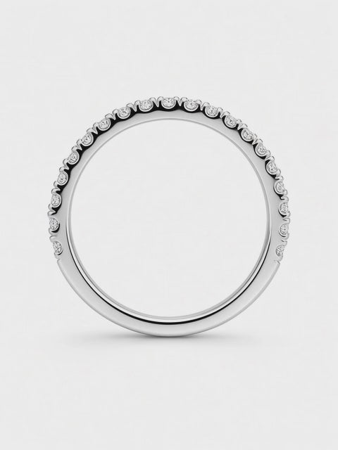 14K White Gold Pavé Lab Diamond Wedding Band — 0.30 CT