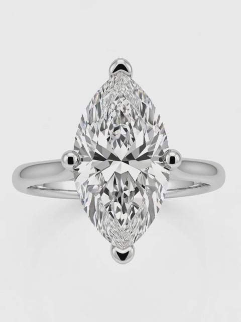 14K White Gold Marquise Lab Diamond Solitaire Engagement Ring — 2.46 CT