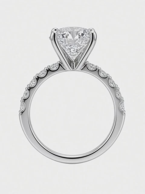 14K White Gold 3.59CT Round Brilliant Lab Grown Diamond Engagement Ring