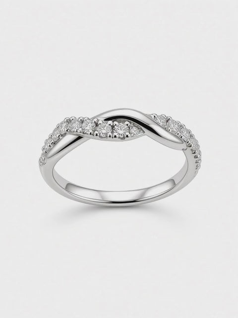14K Gold 0.26CT Lab Diamond Swirl Wedding Band